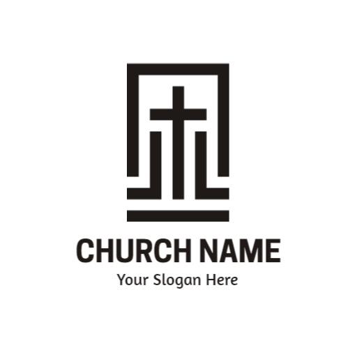 Stylish Black Cross Design Symbolizing Faith Community Logo Template