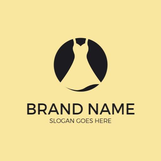 Stylish Black Dress on Soft Yellow Background Clothing Brand Logo Template