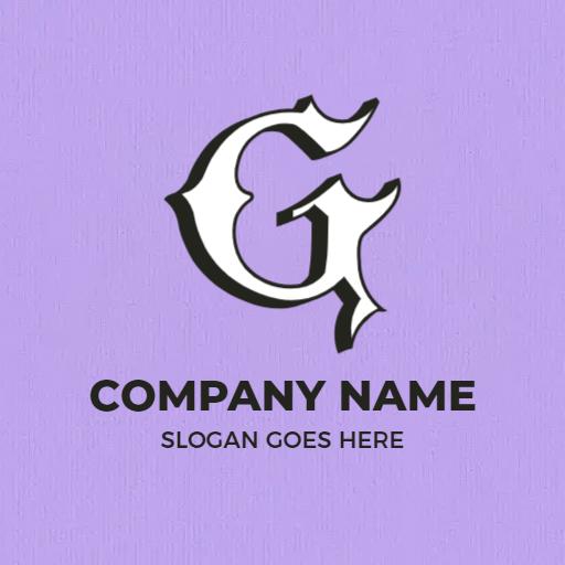 Stylish Black G Letter on Soft Lavender Background Logo Template