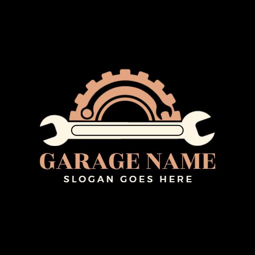 Stylish Black Garage Tools with Gear and Wrench Logo Template