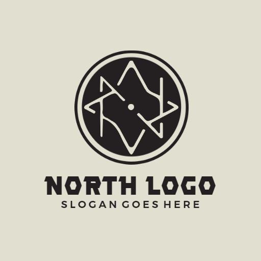 Stylish Black Geometric Design Representing North Logo Template