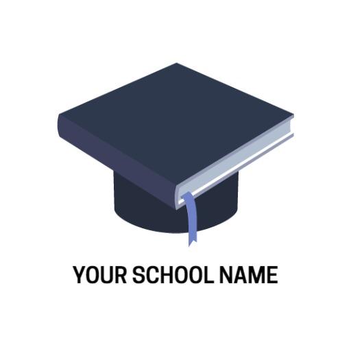 Stylish Black Graduation Cap and Book Representing School Logo Template