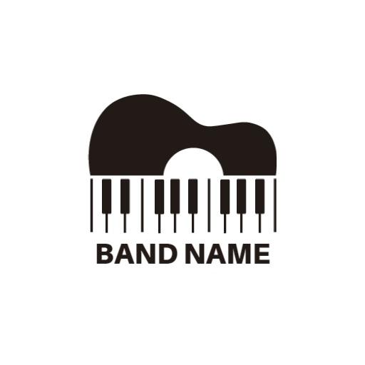 Stylish Black Guitar and Piano Design for Your Band Logo Template