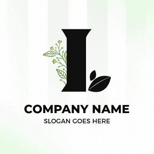 Stylish Black L Letter Design with Natural Elements Logo Template