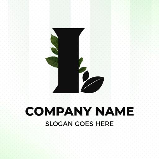 Stylish Black Letter L with Green Leaves for Branding Logo Template