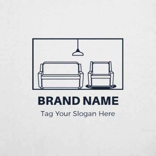 Stylish Black Line Art Depicting Contemporary Furniture Logo Template