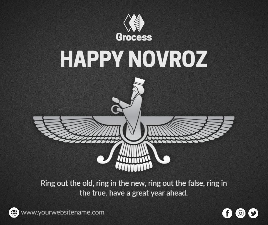 Stylish Black Novruz Celebration with Traditional Symbolism Ad Template