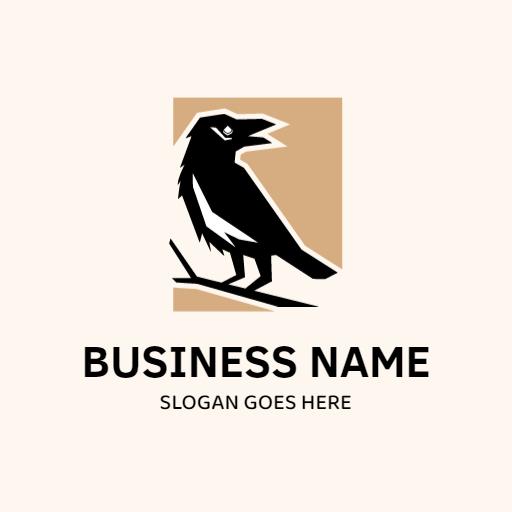 Stylish Black Raven Design with Neutral Background Logo Template