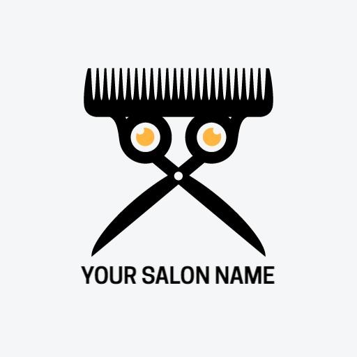 Stylish Black Scissors and Comb Representing Your Salon Logo Template