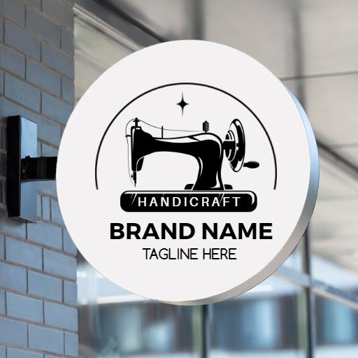 Stylish Black Sewing Machine Emblem for Handicraft Logo Template