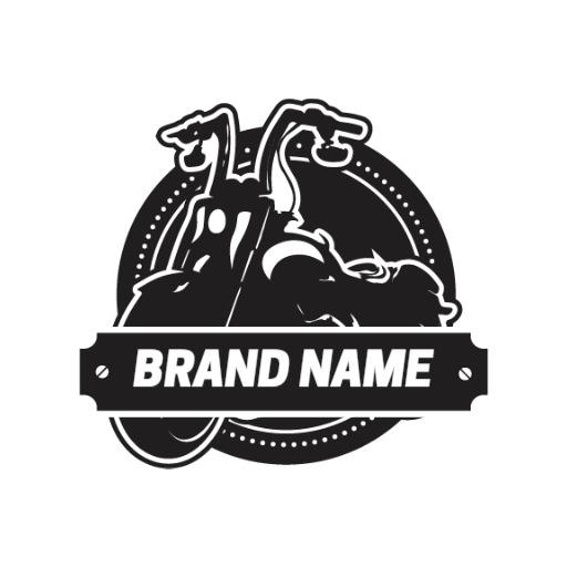 Stylish Black Sketch of a Motorcycle for Brand Identity Logo Template