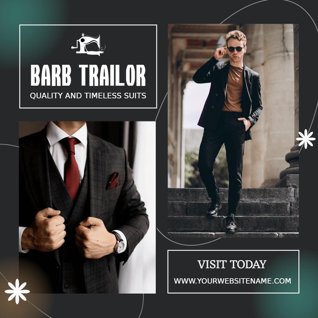 Stylish Black Suit Presentation for Tailoring Services Ad Template