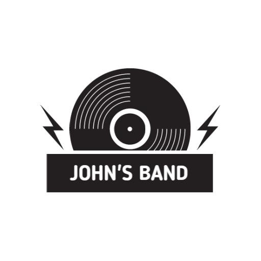 Stylish Black Vinyl Record Representing John's Band Logo Template