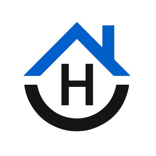 Stylish Blue and Black Alphabet Design Featuring a House Logo Template