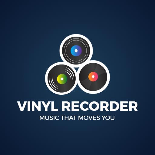 Stylish Blue and Black Vinyl Music Recording Logo Template