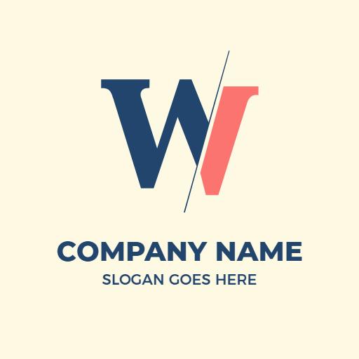 Stylish Blue and Coral W Letter Design for Branding Logo Template