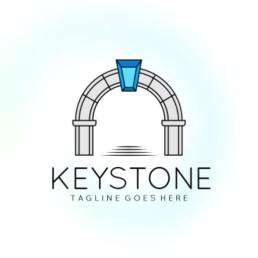 Stylish Blue and Gray Arch Symbolizing Keystone Structure Logo Template