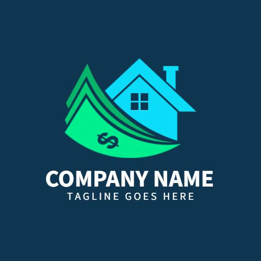 Stylish Blue and Green Banking Logo Representing Home Financing Logo Template