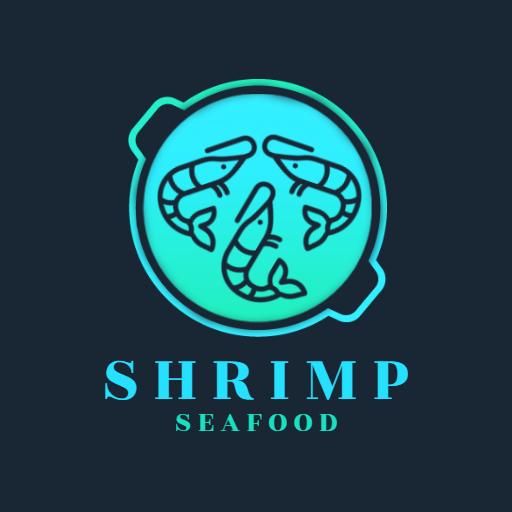 Stylish Blue and Green Shrimp Design for Fresh Seafood Logo Template