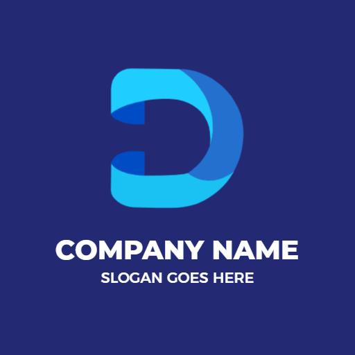 Stylish Blue and Light Blue D Letter Design Logo Template
