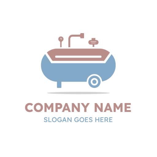 Stylish Blue and Maroon Compressor for Industrial Use Logo Template