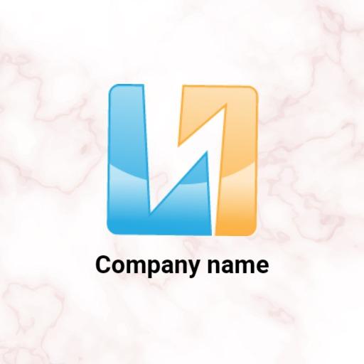 Stylish Blue and Orange Square Design for Business Logo Template
