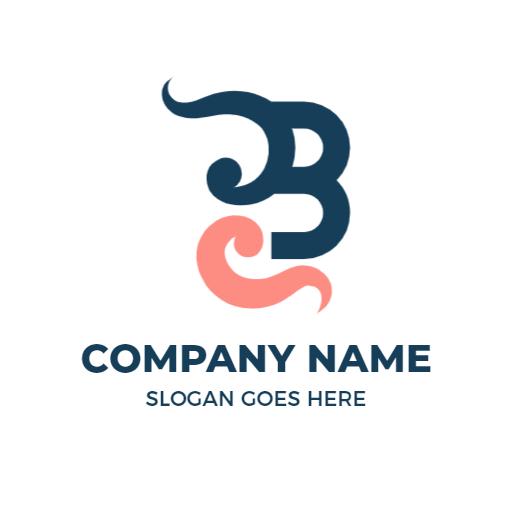 Stylish Blue and Pink B Letter Design for Branding Logo Template