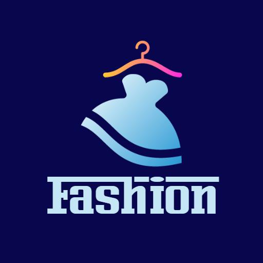 Stylish Blue and Pink Gradient Dress Design Fashion Logo Template