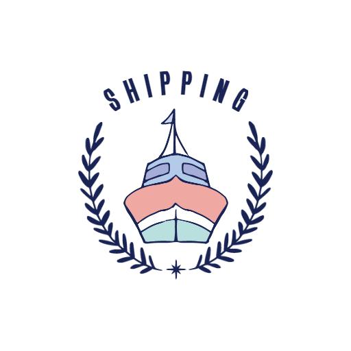 Stylish Blue and Pink Shipping Vessel Emblem Design Logo Template