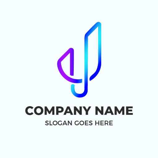 Stylish Blue and Purple J Letter Design for Branding Logo Template