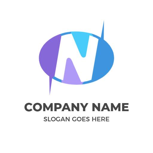 Stylish Blue and Purple N Letter Design for Branding Logo Template
