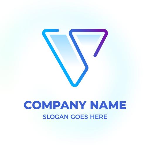 Stylish Blue and Purple V Letter Design Logo Template