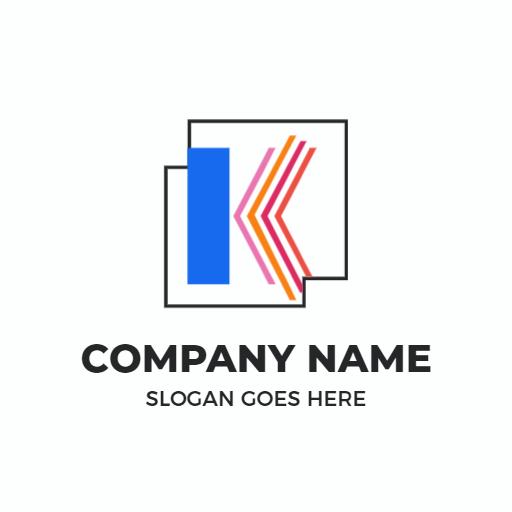 Stylish Blue and Red K Letter Design for Branding Logo Template