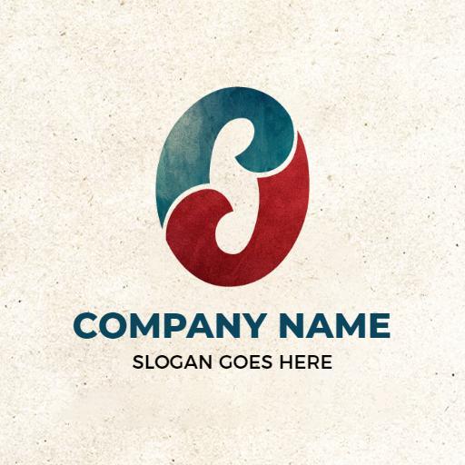 Stylish Blue and Red O Letter Design for Branding Logo Template