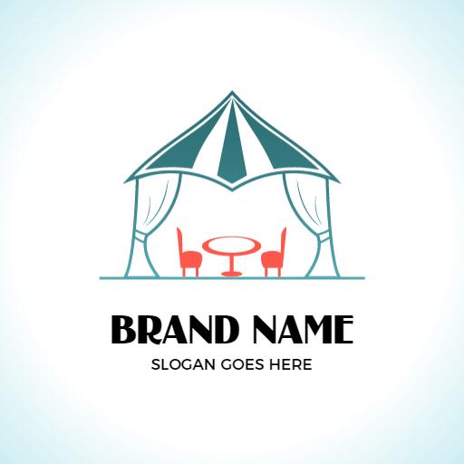 Stylish Blue and White Canopy for Event Party Rental Logo Template