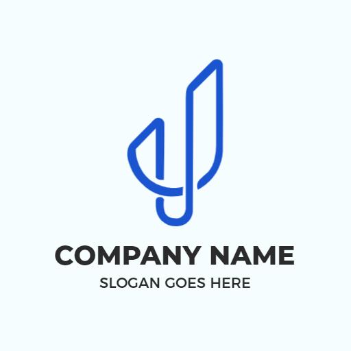 Stylish Blue and White J Letter Design for Branding Logo Template