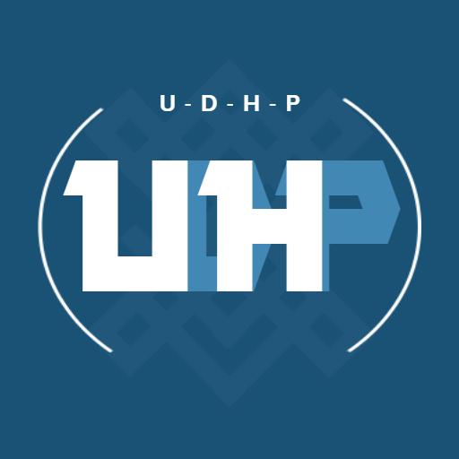 Stylish Blue and White Letter Monogram Featuring UHP Logo Template
