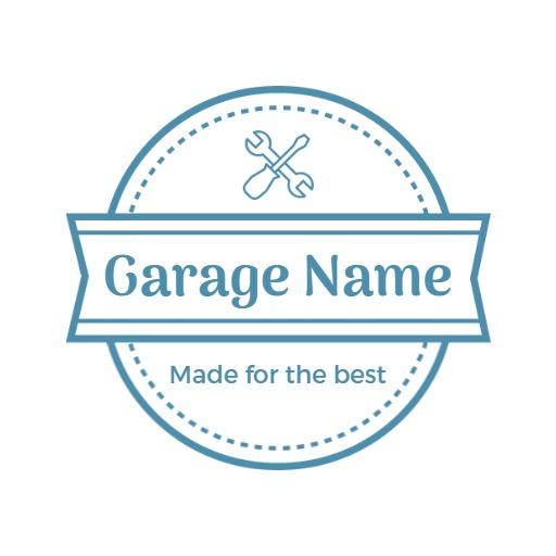Stylish Blue and White Tools Design for Garage Logo Template