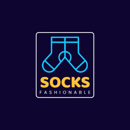 Stylish Blue and Yellow Design for Trendy Socks Logo Template