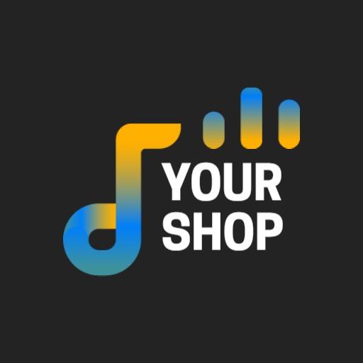 Stylish Blue and Yellow Gradient Music Store Logo Template
