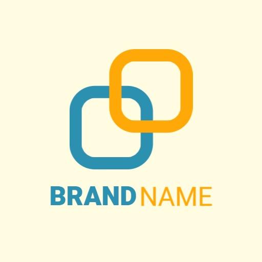 Stylish Blue and Yellow Linked Square Logo Template