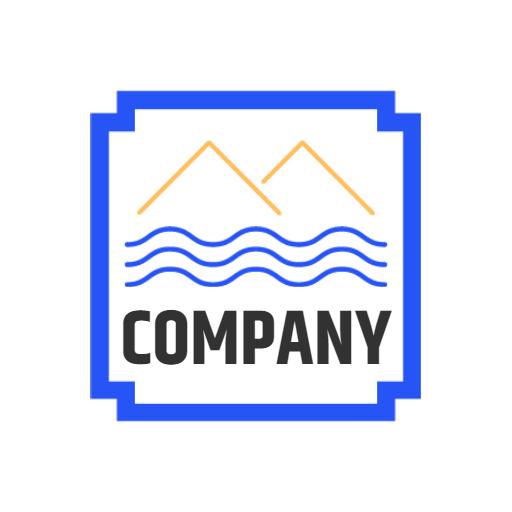 Stylish Blue and Yellow Mountain Wave Design Company Logo Template