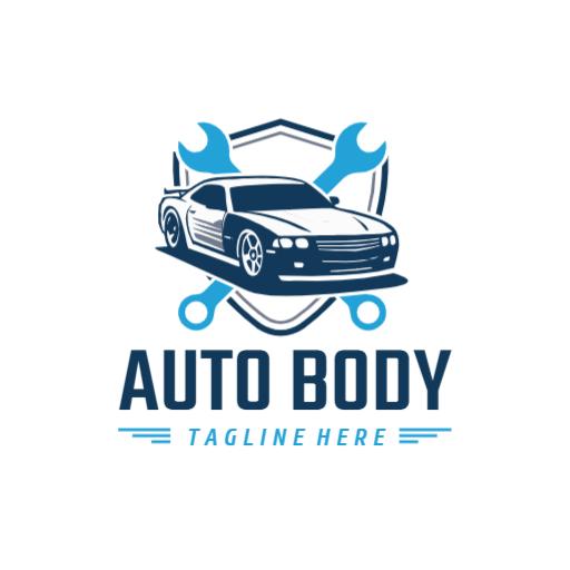 Stylish Blue Auto Body Design Featuring a Sleek Car Logo Template