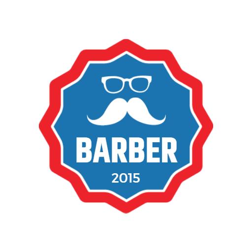 Stylish Blue Barber Badge Featuring Retro Elements Logo Template