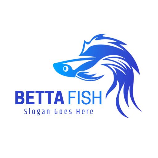 Stylish Blue Betta Fish Design Representing Fresh Aquatics Logo Template