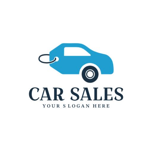Stylish Blue Car Graphic Representing Car Sales Logo Template