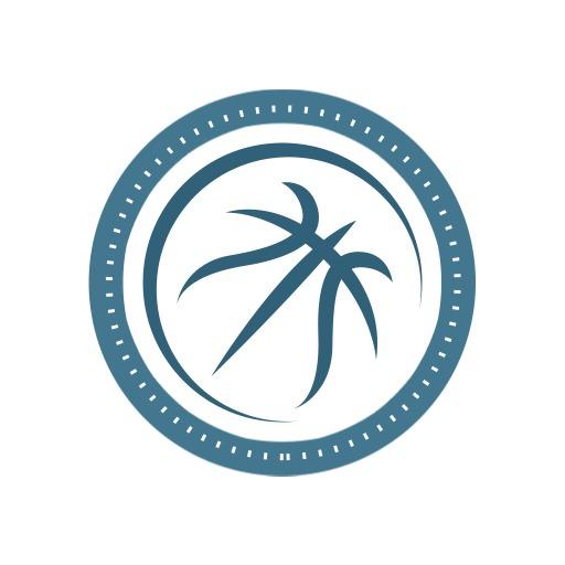 Stylish Blue Circular Basketball Icon Representing Sports Logo Template