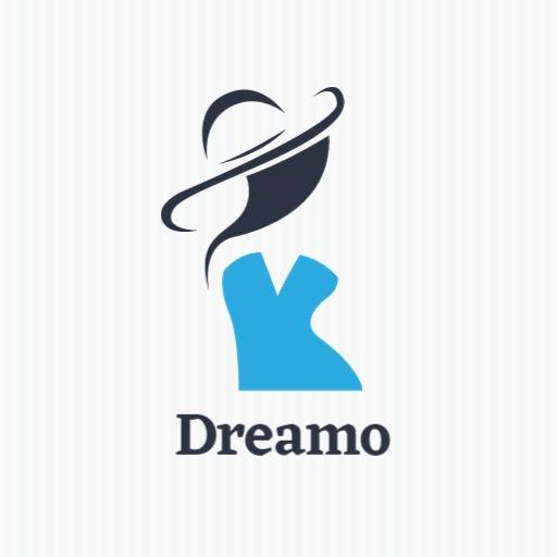 Stylish Blue Dress Design Showcasing Elegant Fashion Logo Template
