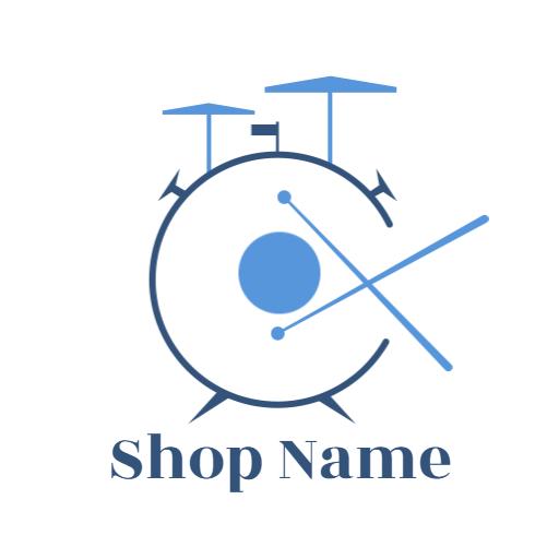 Stylish Blue Drumming Elements Highlighting Drummer Logo Template