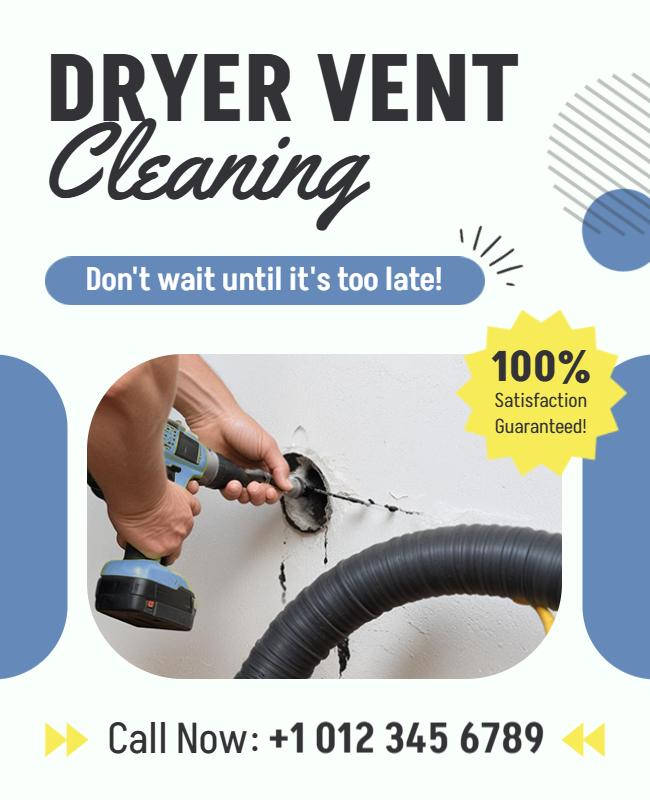 Stylish Blue Dryer Vent Cleaning Service Announcement Flyer Template